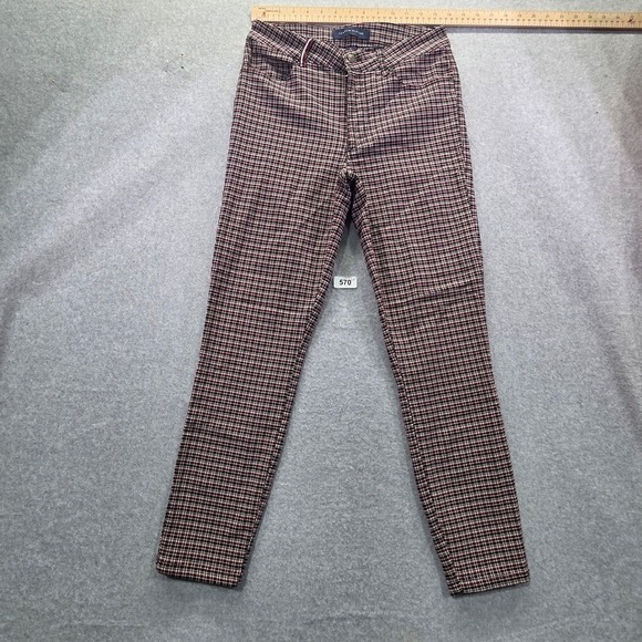 Tommy Hilfiger Pants - Tommy Hilfiger Womens Plaid Slim Ankle Pants Navy Red Cream Size 8